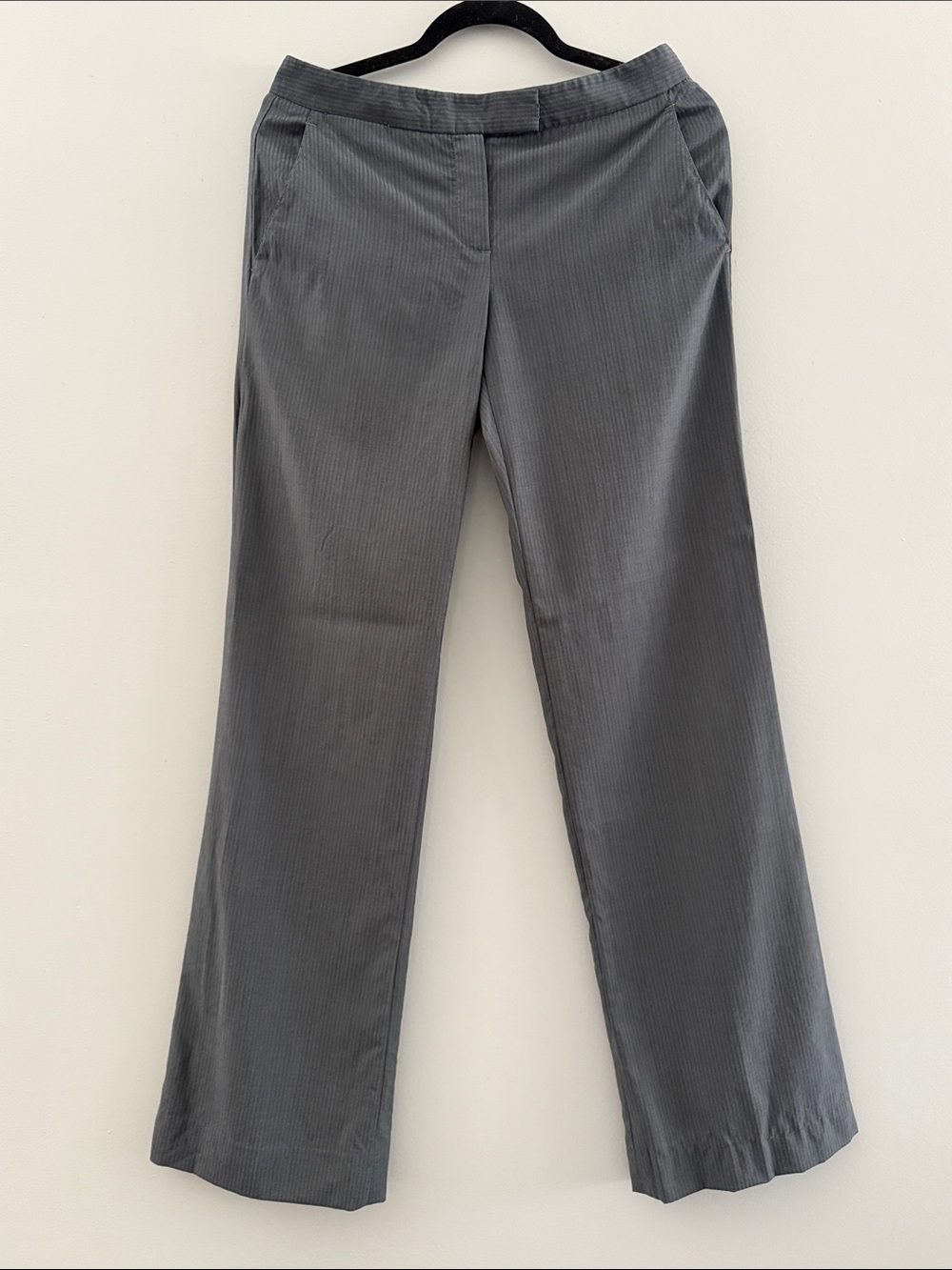 Theory 100% Virgin Wool Grey Pinstripe Trousers - 4